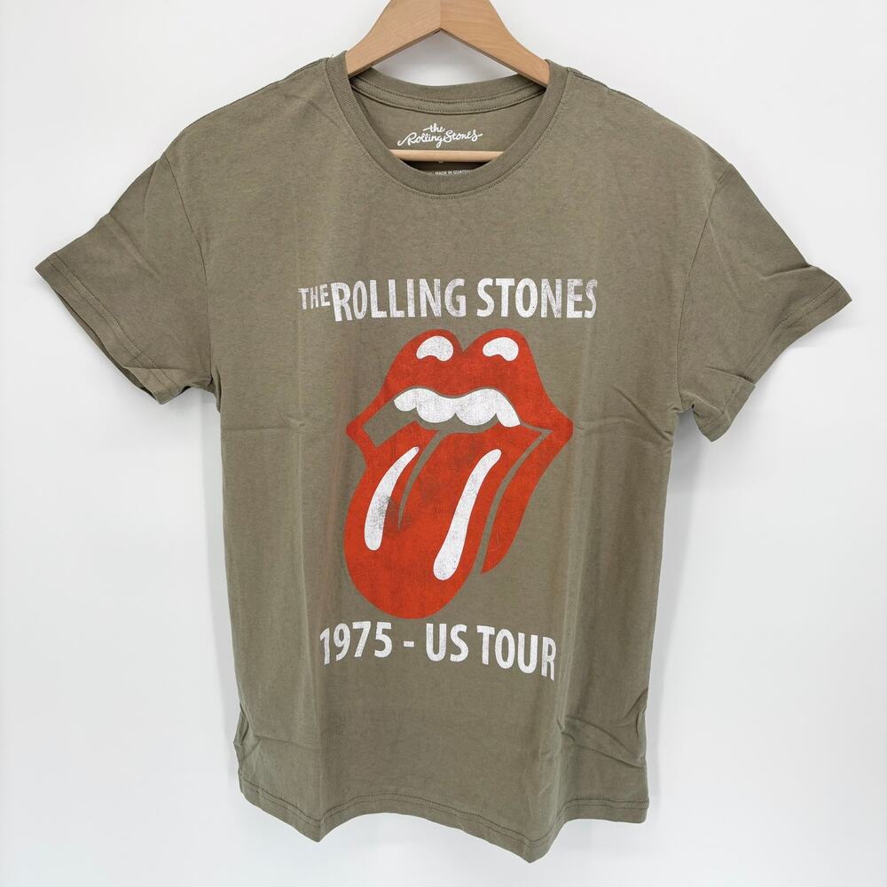 NWOT Rolling Stones T Shirt Womens L Green 1975 US Tour Band Graphic Tee Tongue